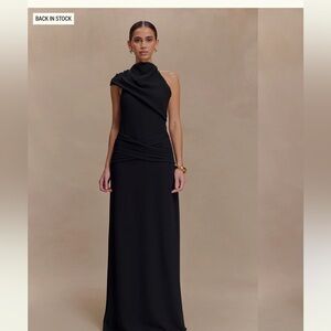 NEVER WORN Meshki Analia Dress Black One-Shoulder Draped Maxi Dress